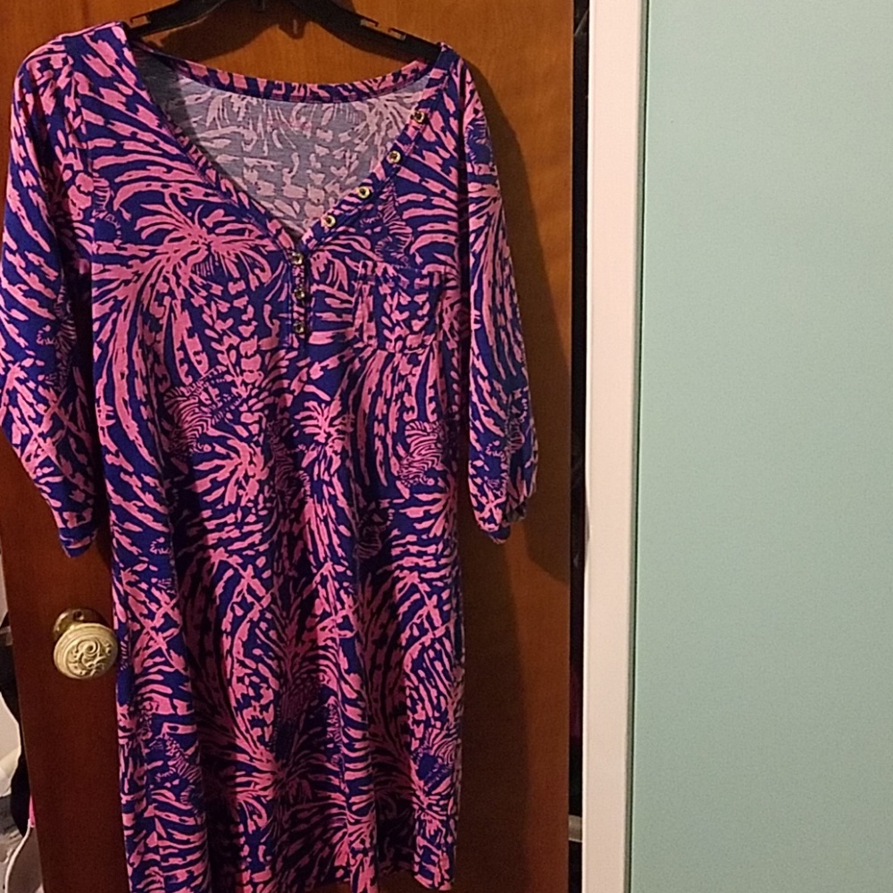 Lilly Pulitzer pink and blue zebra resort dress